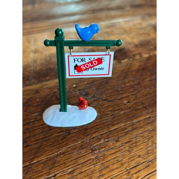 Vintage Dept 56 Real Estate Sign W/ Birds Village Accessory - Picture 1 of 7